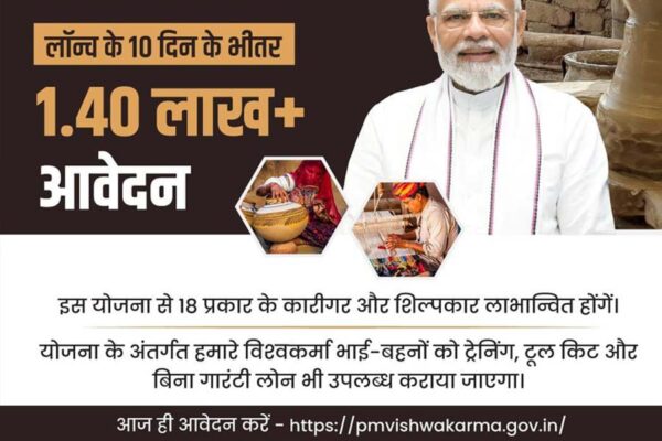 पीएम विश्वकर्मा योजना में 10 दिन के भीतर ही 1.40 लाख आवेदन